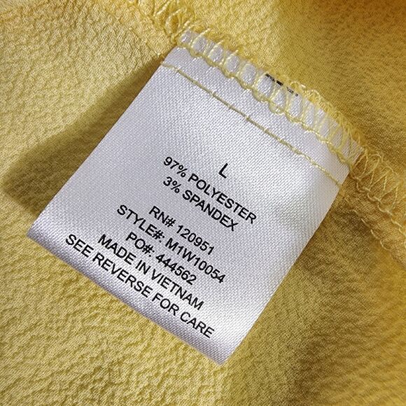 Hippie Rose Women Top Large Yellow Short Sleeve Roll Tab Stretch Hi Low Textured - Picture 9 of 10